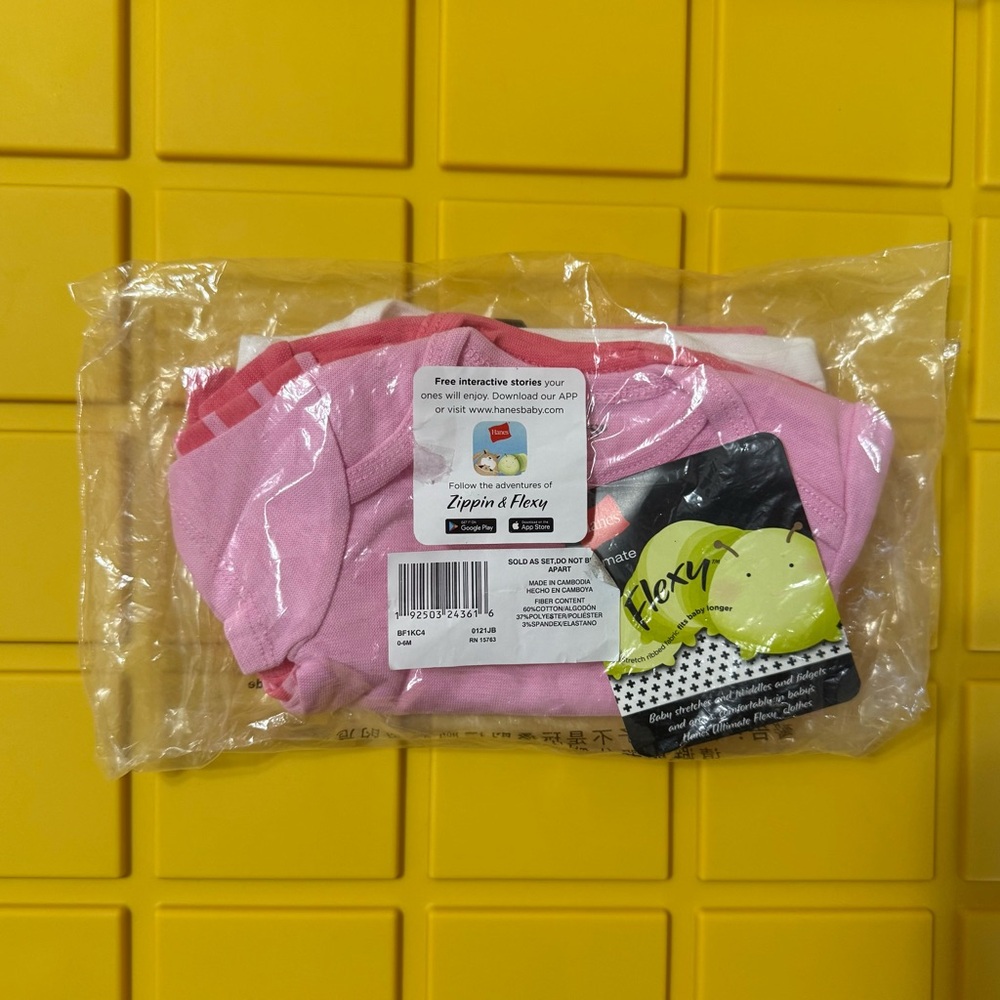 HANES NEW Ultimate Flexy Baby Girl Tops (Pack Of 4)
